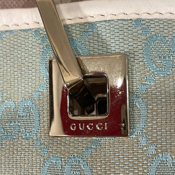 GUCCI: Make an offer! Authentic GUCCI Tote Bag GG Canvas Leather LT  Blue - Picture 1 of 16